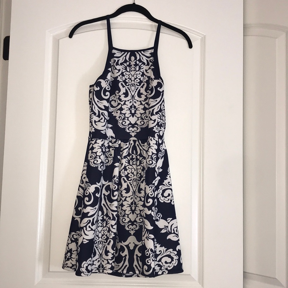 Elegant navy and white dress